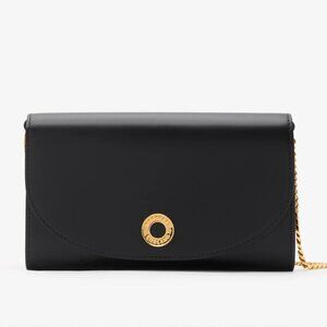 Burberry Hannah Crossbody Bag Black Leather with Gold-tone chain